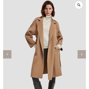 Gentle Herd 100% Wool Belted Wrap Coat Tan/Camel